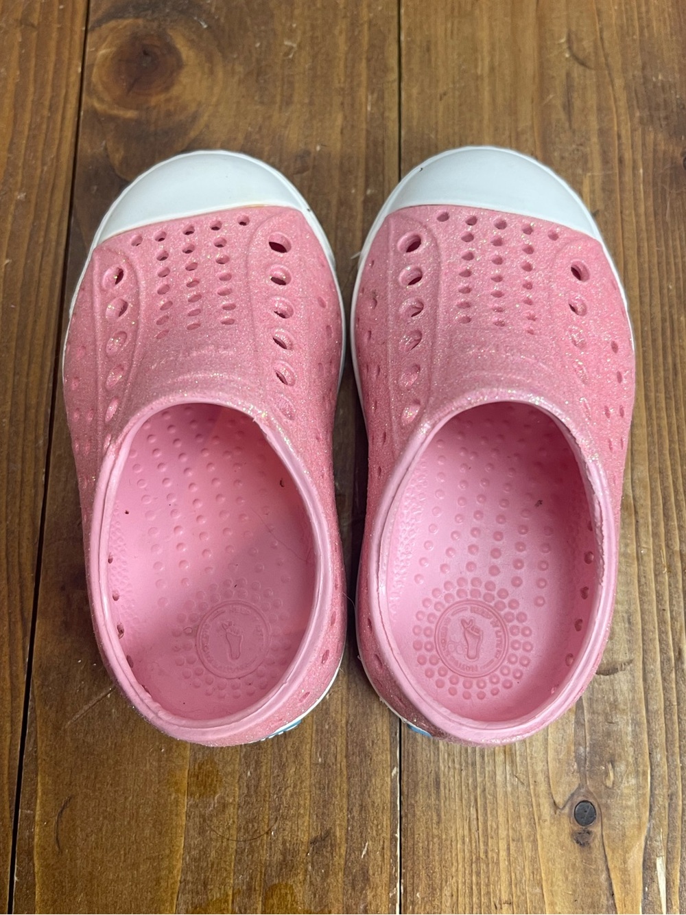 Native shoes baby toddler size 5 pink glitter Jefferson style foam sneakers